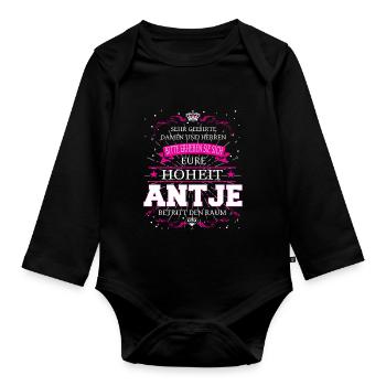 Eure Hoheit Antje betritt den Raum - Baby Bio-Langarm-Body - Schwarz - Vorne