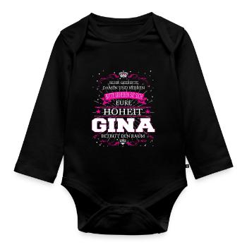 Eure Hoheit Gina betritt den Raum - Baby Bio-Langarm-Body - Schwarz - Vorne
