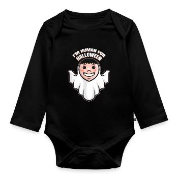 Ghost Costume I'm I Am Human For Halloween - Baby Bio-Langarm-Body - Schwarz - Vorne