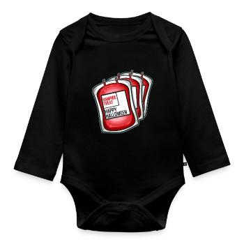 Blood Sample Blood Bag Bank Vampire Treat For - Organic Longsleeve Baby Bodysuit - black - Front