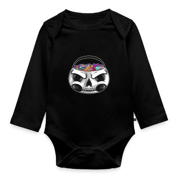 Sweets Bucket Scary Skeleton Sweets Collecting On - Baby Bio-Langarm-Body - Schwarz - Vorne