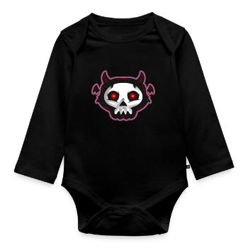 Cute Kawaii Flying Monster Skull Paint Face Wings - Organic Longsleeve Baby Bodysuit - black - Front