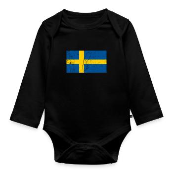 Drapeau de la Suède - Body Bébé bio manches longues - noir - Devant