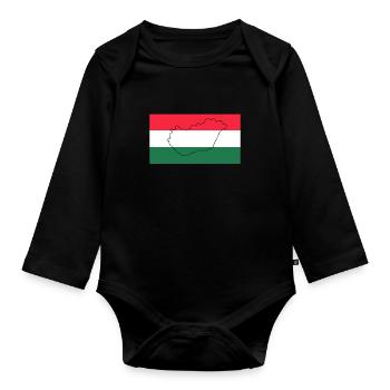 Drapeau de la Hongrie - Body Bébé bio manches longues - noir - Devant