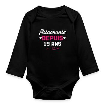 Femme Cadeau Anniversaire 19 ans Fille Humour - Body Bébé bio manches longues - noir - Devant