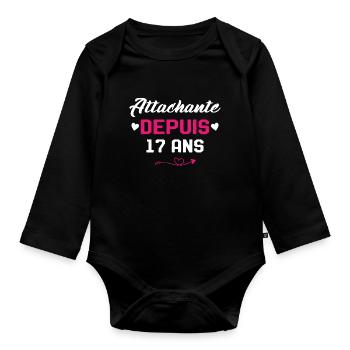 Femme Cadeau Anniversaire 17 ans Fille Humour - Body Bébé bio manches longues - noir - Devant