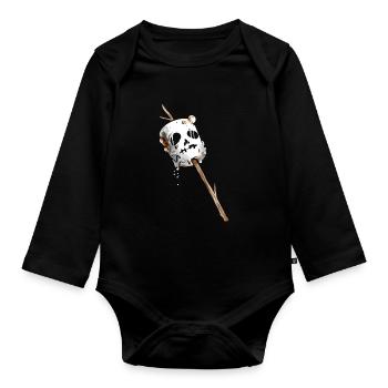 Jack O Lantern Ghost Marshmallow On A Stick On - Baby Bio-Langarm-Body - Schwarz - Vorne