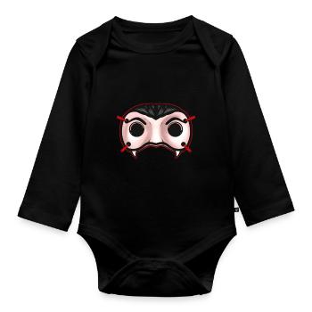 Vampire Mask Costume for Halloween - Baby Bio-Langarm-Body - Schwarz - Vorne