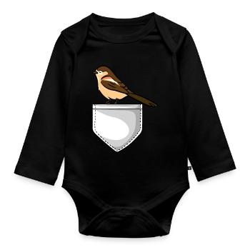 Vogelbeobachtung Vogelfreund Singvogel Ornithologe - Baby Bio-Langarm-Body - Schwarz - Vorne