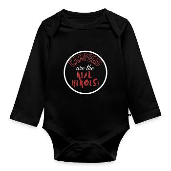 The campers are the real heroes! - Organic Longsleeve Baby Bodysuit - black - Front