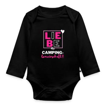 Tolle Camping-Gemeinschaft! - Baby Bio-Langarm-Body - Schwarz - Vorne