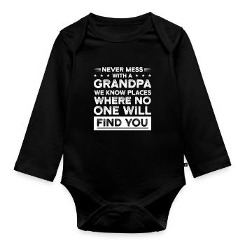 Großvater Großvater Großvater Geschenk - Baby Bio-Langarm-Body - Schwarz - Vorne