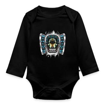 Pug Inside Costume Pug Takes Over Control - Organic Longsleeve Baby Bodysuit - black - Front