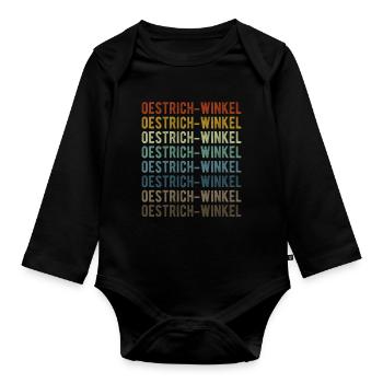Oestrich-Winkel Stadt Retro Vintage - Baby Bio-Langarm-Body - Schwarz - Vorne