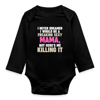 Mama Oma Oma Geschenk - Baby Bio-Langarm-Body - Schwarz - Vorne
