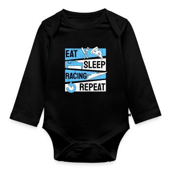 Drag Boat Racing Eat Sleep Racing Repeat - Baby Bio-Langarm-Body - Schwarz - Vorne