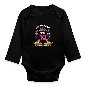 Parasaurolophus Kids Design Dinosaurs - Organic Longsleeve Baby Bodysuit - black - Front