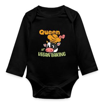 Queen of Vegan Baking - Baby Bio-Langarm-Body - Schwarz - Vorne