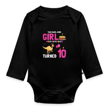 Parasaurolophus Kinder Design Dinosaurier - Baby Bio-Langarm-Body - Schwarz - Vorne