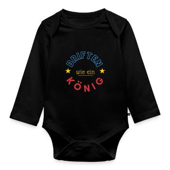 driften wie ein König - Baby Bio-Langarm-Body - Schwarz - Vorne