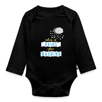 if it rains after washing - Organic Longsleeve Baby Bodysuit - black - Front