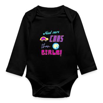 besoin de plus de voitures que de filles - Body Bébé bio manches longues - noir - Devant