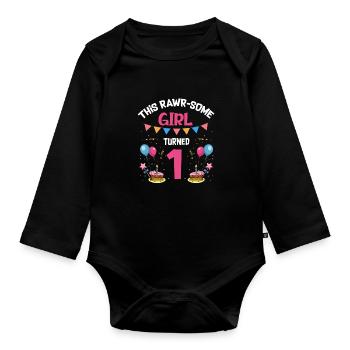 Parasaurolophus Design Dinosaur Birthday - Organic Longsleeve Baby Bodysuit - black - Front