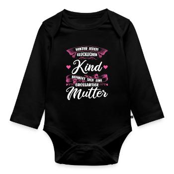 Mutter Familie Mama Geschenk - Baby Bio-Langarm-Body - Schwarz - Vorne