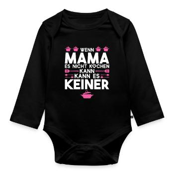 Mutter Familie Mama Geschenk - Baby Bio-Langarm-Body - Schwarz - Vorne