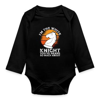 I am the White Knight Retro - Organic Longsleeve Baby Bodysuit - black - Front