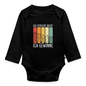 I don't lose I win - Organic Longsleeve Baby Bodysuit - black - Front