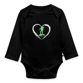 mountaineering love - Organic Longsleeve Baby Bodysuit - black - Front