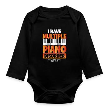 J’ai un trouble du piano multiple - Body Bébé bio manches longues - noir - Devant
