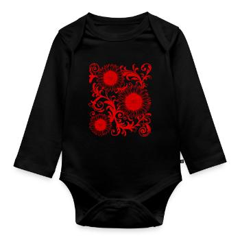 Baroque Aesthetic Sunflower Pattern Dark Academia - Organic Longsleeve Baby Bodysuit - black - Front