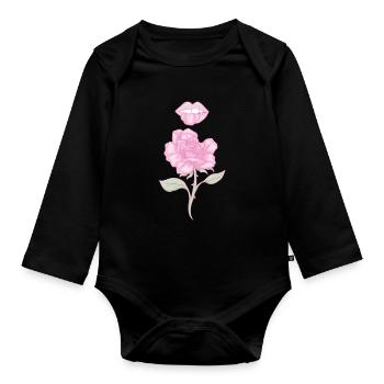 Coquette Esthétique Rose Rose Centre-ville Esthétique - Body Bébé bio manches longues - noir - Devant