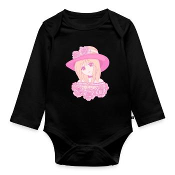 Coquette Esthétique Rose Anime Girl Centre-ville - Body Bébé bio manches longues - noir - Devant