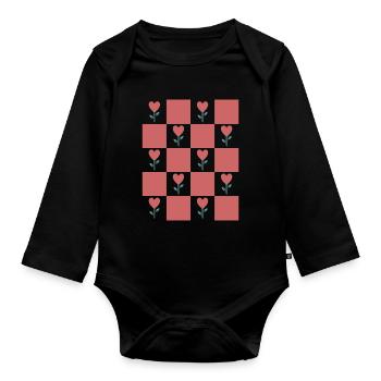 Coquette Esthétique Rose Cœur Coeur - Body Bébé bio manches longues - noir - Devant