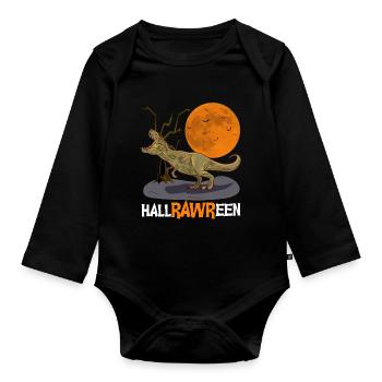 T Rex Halloween Dinosaur Costume - Organic Longsleeve Baby Bodysuit - black - Front