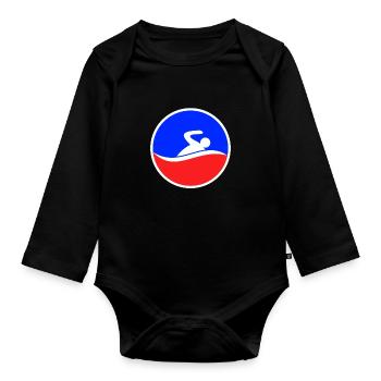 Logo de natation - Body Bébé bio manches longues - noir - Devant