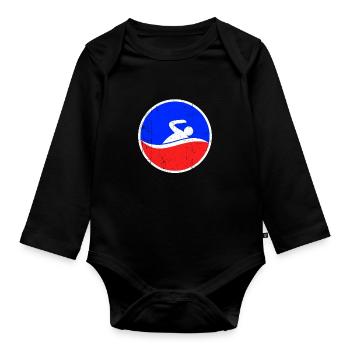Logo de natation - Body Bébé bio manches longues - noir - Devant