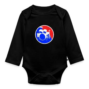 Logo de la batterie - Body Bébé bio manches longues - noir - Devant