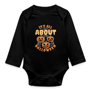 Its all about Halloween Kürbis - Baby Bio-Langarm-Body - Schwarz - Vorne