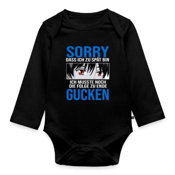 Anime Boy Merch Anime Merch Geschenk - Baby Bio-Langarm-Body - Schwarz - Vorne
