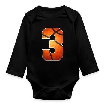Kinder 3. Geburtstag Basketballspieler 3 Jahre alt - Baby Bio-Langarm-Body - Schwarz - Vorne