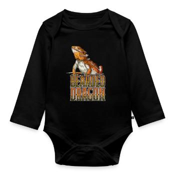 Bearded Dragon Reptile Keeper Beardie Retro - Organic Longsleeve Baby Bodysuit - black - Front