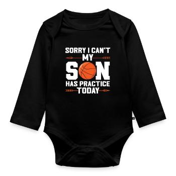 Basketball Sohn Basketball Mutter Sport Geschenk - Baby Bio-Langarm-Body - Schwarz - Vorne