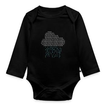 Programmer - binary code cloud rain - Organic Longsleeve Baby Bodysuit - black - Front