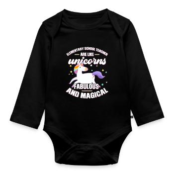 Lehrer Schule Grundschule Geschenk - Baby Bio-Langarm-Body - Schwarz - Vorne