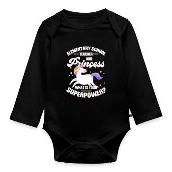 Lehrer Schule Grundschule Geschenk - Baby Bio-Langarm-Body - Schwarz - Vorne