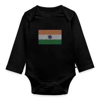 Drapeau de l’Inde - Body Bébé bio manches longues - noir - Devant